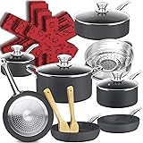 dealz frenzy Nonstick Hard Anodized Aluminum Cookware Set,20 Piece Cookware Pots and Pans,Non-toxic，Dish washer and Oven Safe