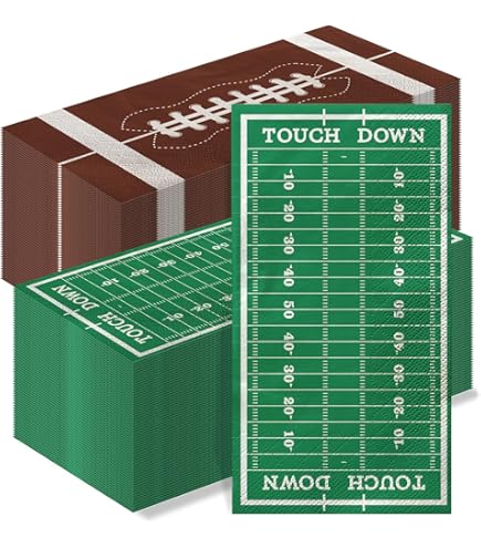 Football Party Tablecloths Set - 4PC Brown & Green Field Design Covers For Game Day Decor
