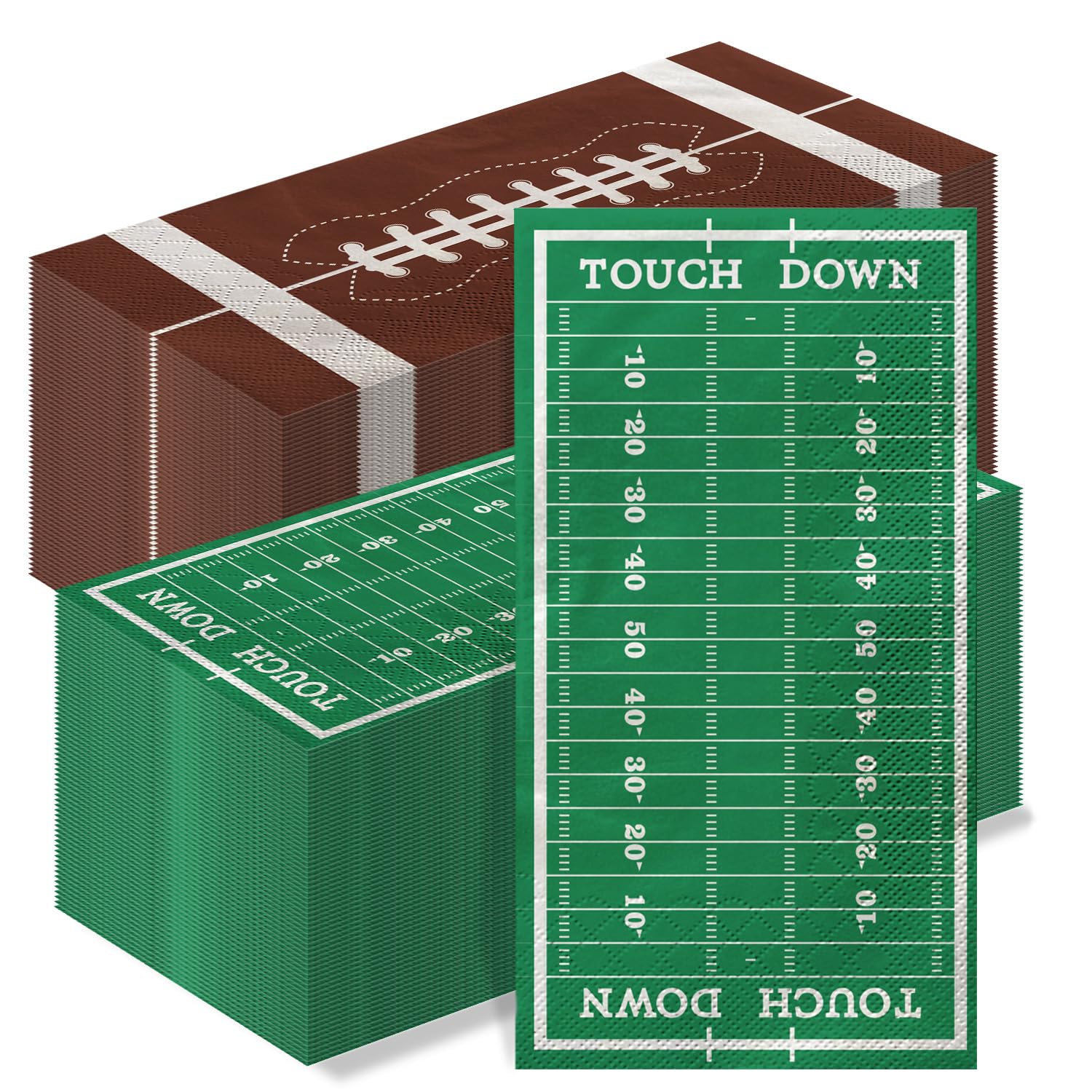 Photo 1 of 100pcs Football Napkins Disposable Football Disposable Hand Towels Napkins Football Paper Napkin Set for Football Party Decorations Football Game Day Event Birthday Party Supplies, 2 Designs