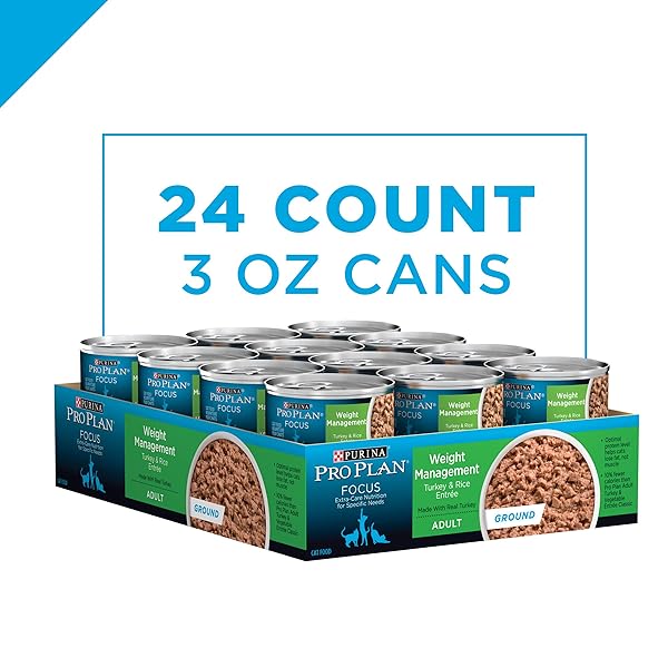 PURINA PRO PLAN WEIGHT CONTROL PATE WET CAT FOOD, SPECIALIZED WEIGHT MANAGEMENT TURKEY & RICE ENTREE – (PACK OF 24) 3 OZ. PULL-TOP CANS