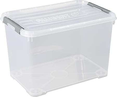 Allibert Caja de almacenaje Handy Plus con Tapa 65L en Transparente/Plata: Amazon.es: Hogar
