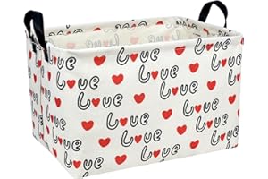 NIETEIN Cute Heart Valentine's Day Basket for Gifts Empty Storage Basket for Kid and Baby Room Decor (Love Red Heart)