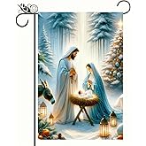 BlissYard Christmas Garden Flag 12x18 Inches - Double-Sided Nativity Scene with Holy Family and Baby Jesus, Weatherproof Religious Outdoor Decoration for Lawn, Patio, and Garden