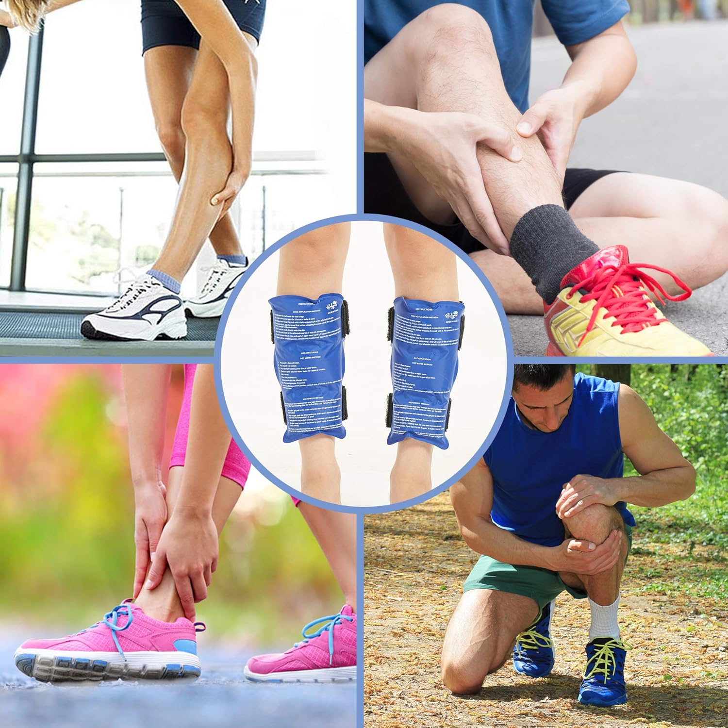 Shin Splint Ice Pack 2 Pack - Reusable Shin Cold and Hot Wrap for Shin Splints Pain Relief, Flexible Ice Pack for Runners: Health & Personal Care