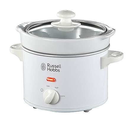 Russell Hobbs 22730 Weiß Compact 2L Slow Cooker mit Glasdeckel