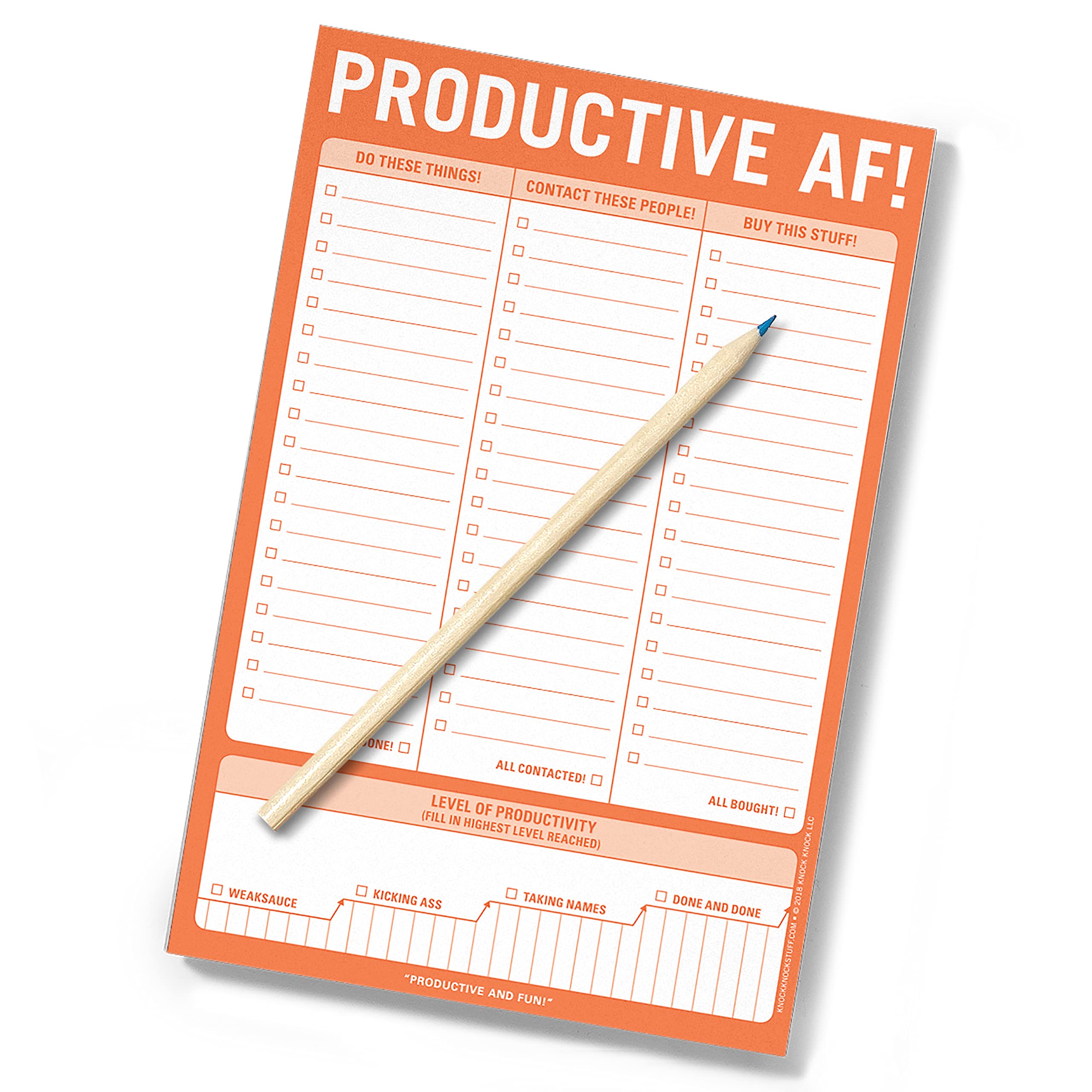 1-Count Knock Knock Productive AF Pad, Funny Office Notepad & to Do List Notepad, 6 x 9-inches