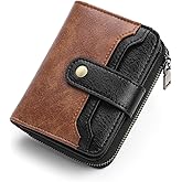 GAEKEAO Small Wallet for Women Leather RFID Blocking Bifold Zipper Pocket Credit Card Holder Card Case Wallets with ID Window