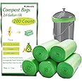 200Counts 2.6Gallon Compost Bags,10L composte bag kitchen,Organic bag,Sacs compost,Small green bin bag,Compostable Liner Bags