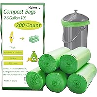 200Counts 2.6Gallon Compost Bags,10L composte bag kitchen,Organic bag,Sacs compost,Small green bin bag,Compostable Liner Bags