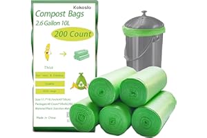 200Counts 2.6Gallon Compost Bags,10L composte bag kitchen,Organic bag,Sacs compost,Small green bin bag,Compostable Liner Bags