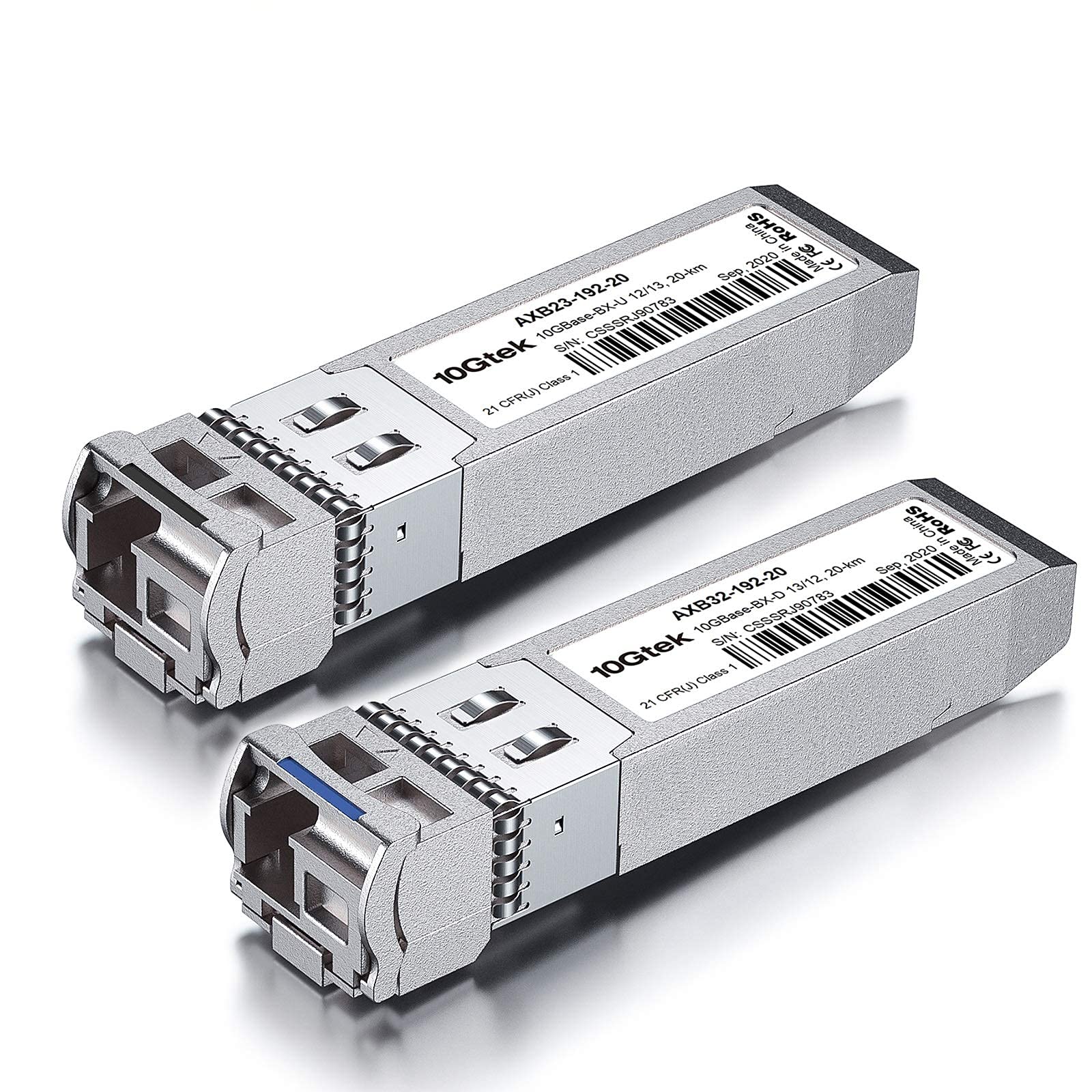 10Gtek a Pair of 10G SFP+ Bidi Transceiver, 10GBase-BIDI 1270nm/1330nm SMF, up to 10-20 km, Compatible with Cisco SFP-10G-BXD-I/SFP-10G-BXU-I, Ubiquiti UniFi, Mikrotik, Netgear, D-Link and More