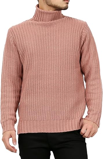 Amazon ロッキーモンロー セーター ニット タートルネック 片畦編み メンズ ピンク L サイズ セーター 通販
