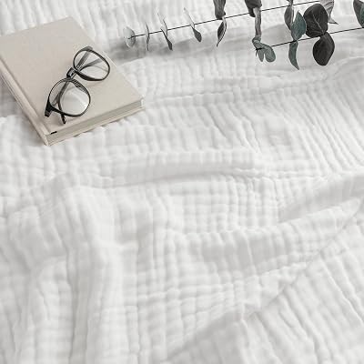 Comfy Cubs Muslin Blanket Twin 229 x 168 cm Six Layer Lightweight Cotton White