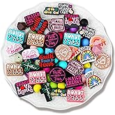 Landical 100 Pcs Silicone Beads for Pens Keychain Making 30 Pcs Focal Beads Bulk 70 Pcs Colorful Round Spacer Beads for DIY Gift Necklace Bracelet Jewelry(Inspire Theme)