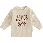 CREAIRY Big Sister Little Sister Matching Outfits Toddler Baby Girl Chunky Knit Sweater Warm Sweatshirt Knitted Fall Clothes