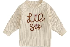 CREAIRY Big Sister Little Sister Matching Outfits Toddler Baby Girl Chunky Knit Sweater Warm Sweatshirt Knitted Fall Clothes