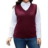 LunaSerah Plus Size Sweater Vest for Women V Neck Lightweight Knit Sleeveless Tank Top Pullover Sweaters Vest Classy