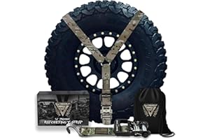 Y Strap for Spare Tire - Heavy Duty Spare Tire Strap for UTV, Offroad Accessories & Roof Rack, 3 Way Ratchet Strap Tie Down- 1.6" Wide, Can Secure Up to 40" Tire by Straight Jacket Crew (Camo)