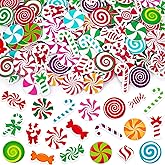 JULBEAR Christmas Candy Cane Foam Sticker, 300Pcs Colorful Candy Cane Self-Adhesive Foam Stickers for Kids Christmas Party Favors DIY Crafts Holiday Classroom Decorations