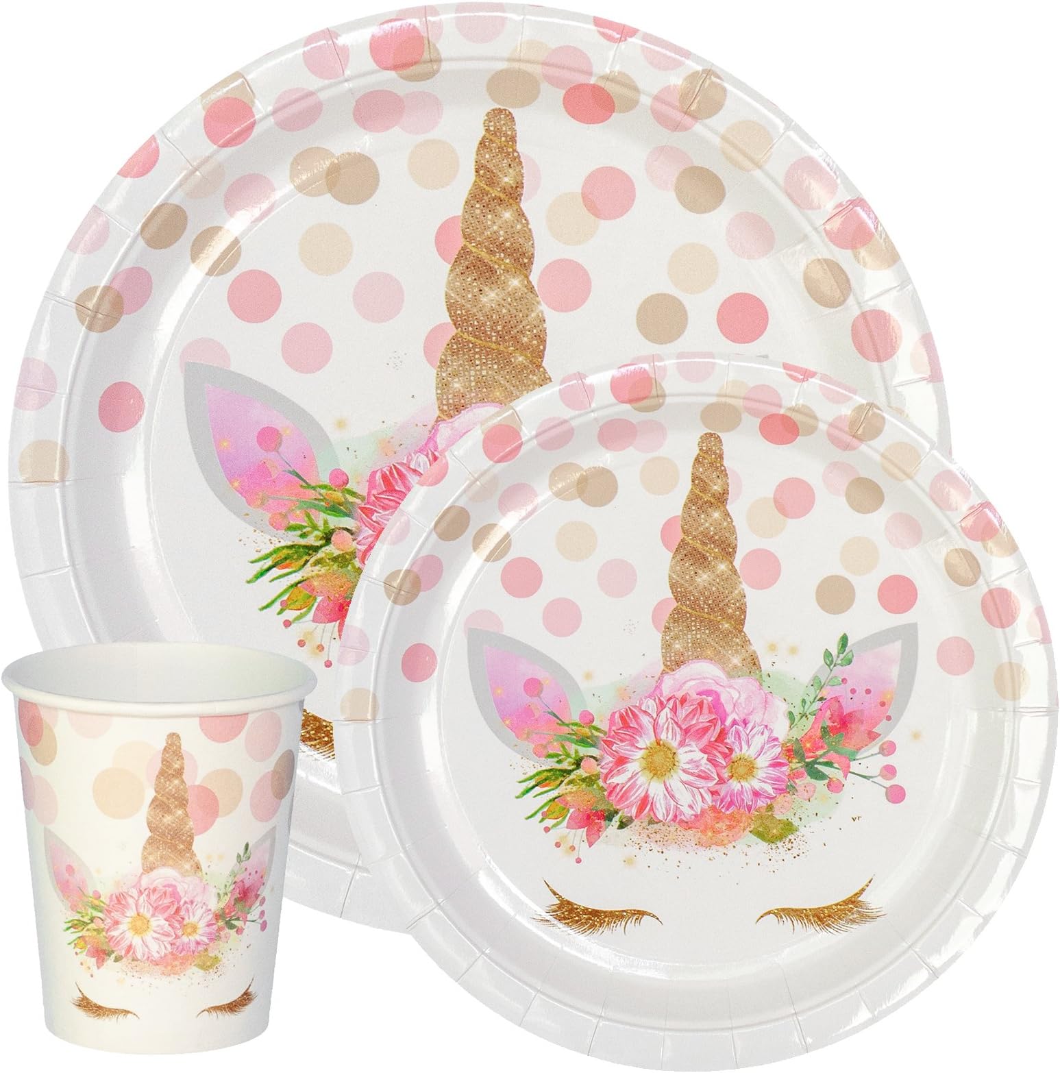Premium Unicorn Birthday Party Supplies Set, Paper Plates And Cups for 12 by Party Crush, Great for Kids Birthdays and Baby Showers