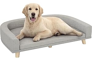 PawHut Dog Sofa, Dog Couch Bed for Large Dogs, Elevated Pet Cat Sofa Bed with Removable Washable Cover, Anti-Slip Foot Pads, 