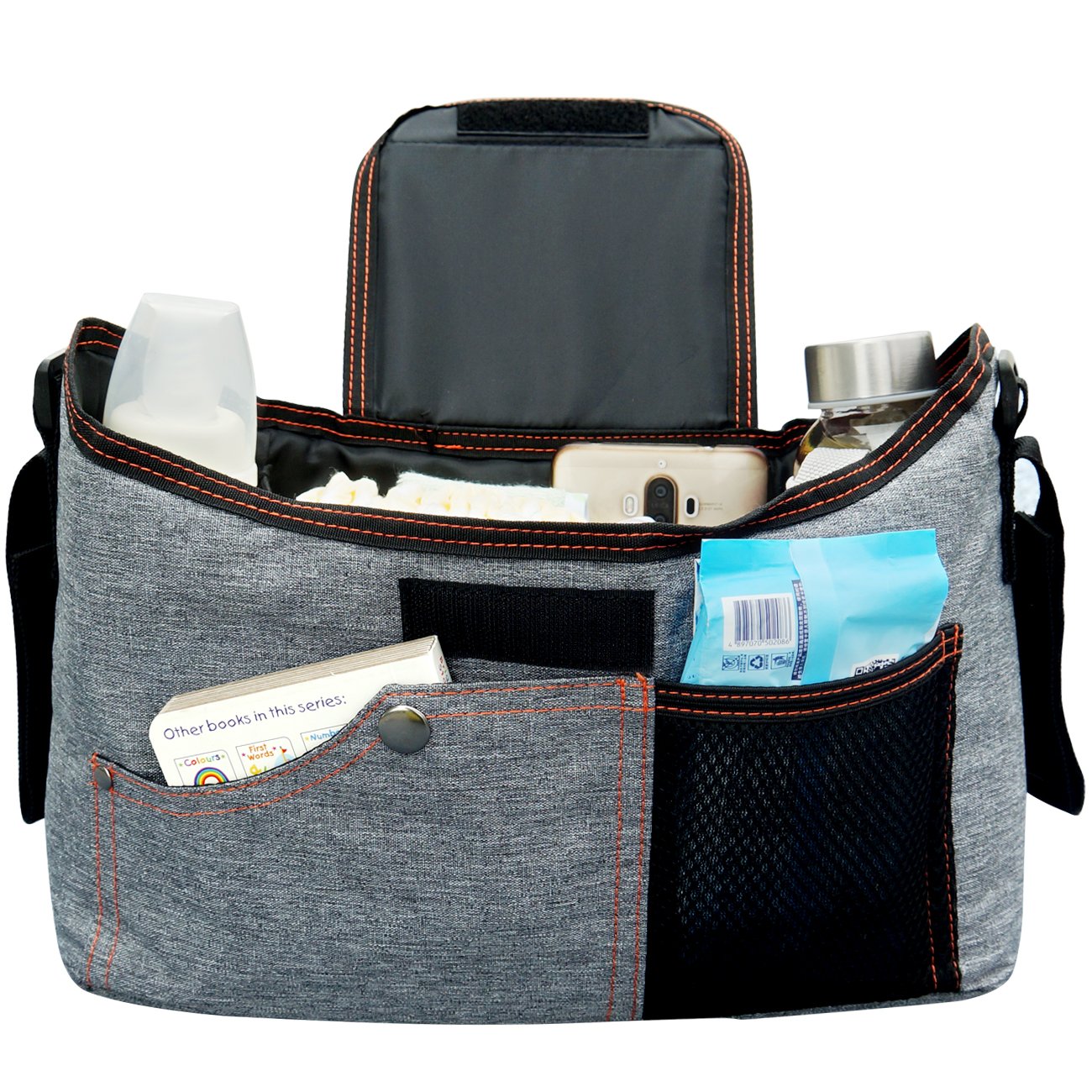 BlueSnail Stroller Bag Fits Stroller Organizer - Extra-Large Storage Space for iPhones, Wallets, Diapers, Books, Toys, iPads (Grey) : Baby