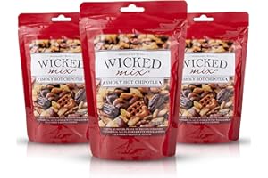 Wicked Mix Snack Mix with Mixed Nuts - Sweet and Salty Snacks Trail Mix Snack Packs with Almonds, Cashews, Pretzels, Pecans - Healthy Snacks Zero Trans Fat in Resealable Bag (Smoky Hot Chipotle, Pack of 3)