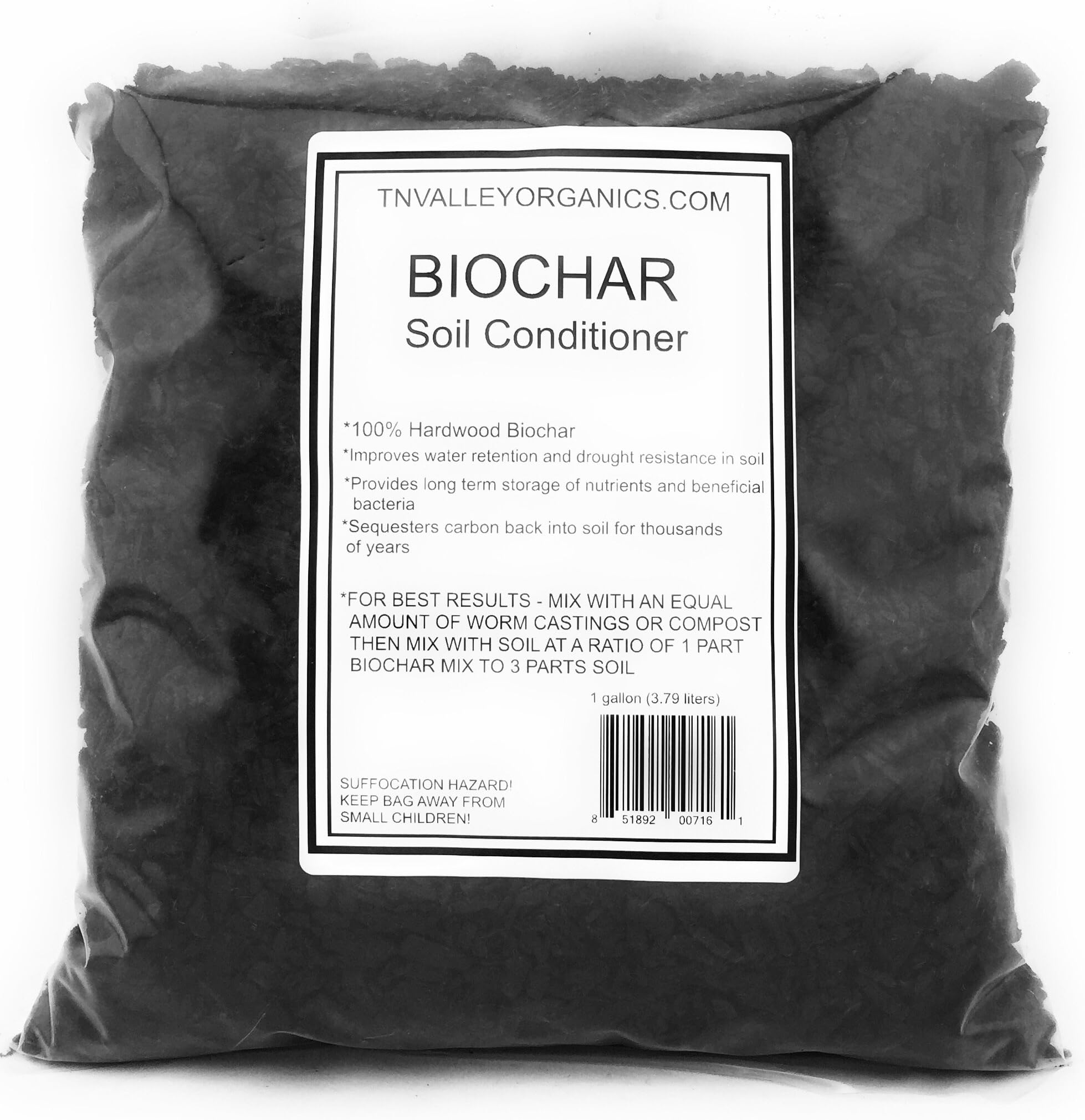 Biochar Soil Conditioner-1 Gallon Bag-100% Hardwood Biochar by TN Valley Organics (1)