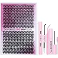 DIY Eyelash Extension Kit 320pcs Individual Lashes Cluster, 9-16mm Mix 30D 40D with Lash Bond and Seal and Remover Lash Applicator for Beginners