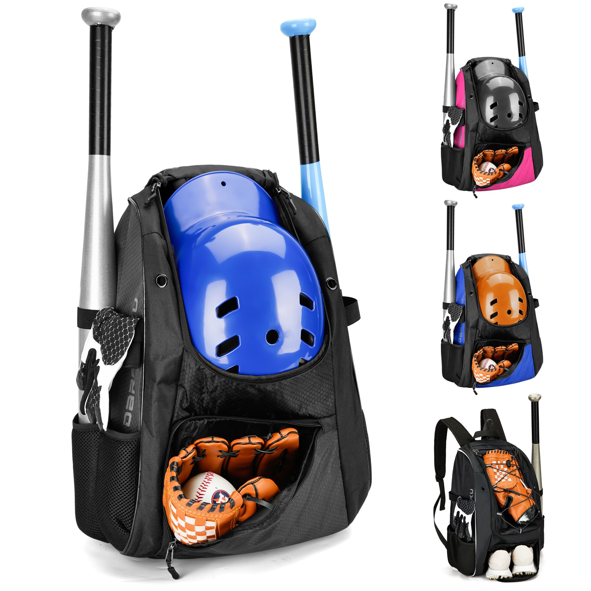Photo 1 of DAREKUKU Youth Baseball Backpack, Softball Bat Bag For Boys & Girls, T-Ball & Baseball Equipment & Gear, Durable Bat Backpack With Fence Hook, Shoe Compartment, Hold Bat, Glove, Helmet, Cleats