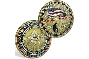 YGLLSSY U.S. Veteran Challenge Coin We Stand for The Flag We Kneel for The Fallen Military Gift