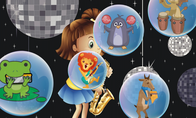 Music Bubbles for Toddlers and Kids : Musical Instruments and sounds ! Educational Game for toddlers
