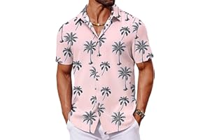 COOFANDY Mens Hawaiian Shirt Short Sleeve Button Down Shirts Tropical Floral Summer Beach Shirts