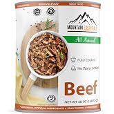 MOUNTAIN ESSENTIALS All Natural Canned Beef 28 Oz &ndash; Fully Cooked, Ready to Eat, Gluten Free &ndash; Canned Meat for Daily Use, Emergency, Survival &amp; Camping &ndash; 5-Year Shelf Life &ndash; Made in USA &ndash; Pack of 1