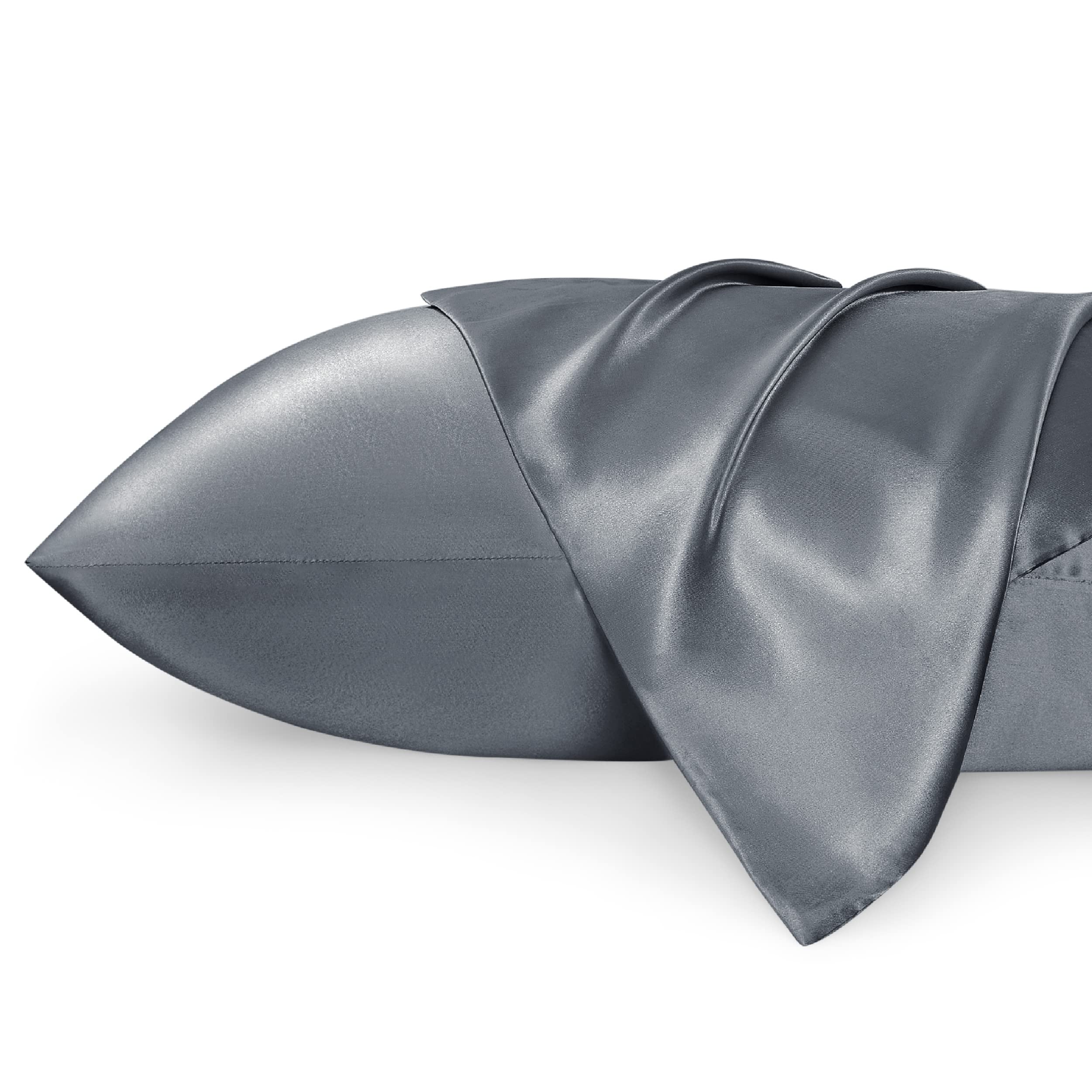 Photo 1 of Bedsure King Size Satin Pillowcase Set of 2 - Space Grey Silky Pillow Cases for Hair and Skin with Envelope Closure, Similar to Silk Pillow Cases, Gifts for Women Men, 20x36 Inches, 2pcs
