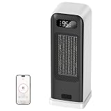 FLANUR Space Heaters for Indoor Use, Smart Portable Electric Heater with Thermostat, WiFi and Voice Control, 12H Timer, 4 Modes, 36dB 1500W PTC Ceramic Safety Heat for Office Bedroom Home 1Pack White