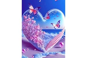 LOPHOMIE Beach Heart Diamond Art Kits for Beginners Diamond Painting Kits for Adults DIY 5D Full Drill Paint with Diamond for Home and Wall Decor 12x16Inch