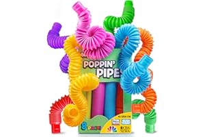 BUNMO Pop Tubes Large 8 Pack | Sensory Toys | Hours of Fun for Kids | Imaginative Play & Stimulating Creative Learning | Toddler Sensory Toys | Tons of Ways to Play | Connect, Stretch, Twist & Pop