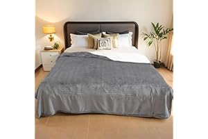 LaffyLo Electric Heated Blanket Full Size - 72"x84", Soft Flannel Heating Blanket, 10 Heating Levels, 1-12 H Auto Shut Off, Breathable Warm and Washable for Bed, Light Grey