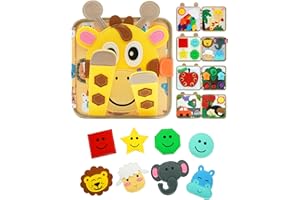 BizyKoady Busy Book for Toddlers 1-3, Montessori Toys for 1 Year Old, Kids Travel Toys, Educational Activity Book, Birthday Gifts for Boys & Girls, Washable Felt Busy Board, Giraffe