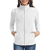 SMENG Women's Fleece Vest Zipper Sleeveless Stand Collar Jacket Soft Warm Outerwear Coat Vest with 4 Pockets
