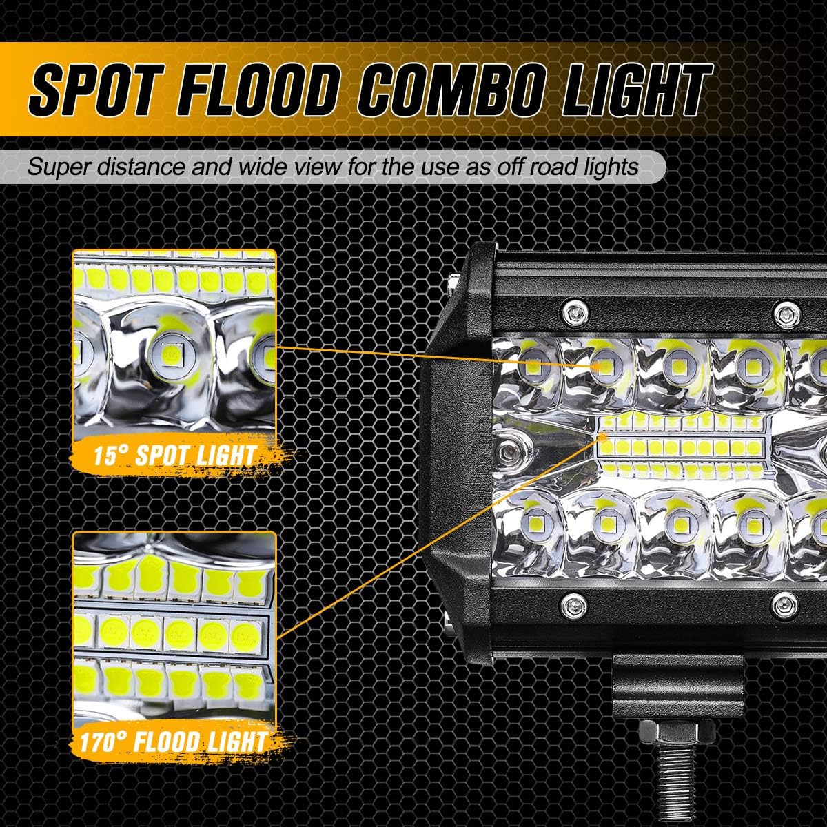 AMBOTHER LED Pods Light Bar 4-Inch 120-watt 12800-lumen Driving Fog Off Road Lights Triple Row Waterproof Spot Flood Combo Beam LED Cubes Lights for Pickup Truck Jeep ATV UTV SUV Boat, 2 Pack: Automotive