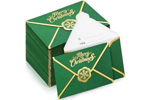 Kosiz 50 Pcs Merry Christmas Small Gift Card Envelopes Greeting Cards Envelopes Mini Business Sleeve Credit Card Envelope with Gold Border for Coins Xmas Holiday 2.7'' x 3.9''(Green)