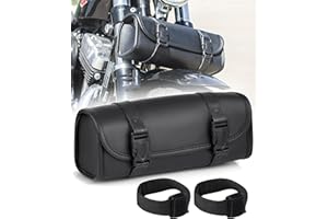NOMAD USA Nomad Motorcycle Tool Pouch - Universal Handlebar Bag for Cruiser Biker - Leather Roll Bag - Black
