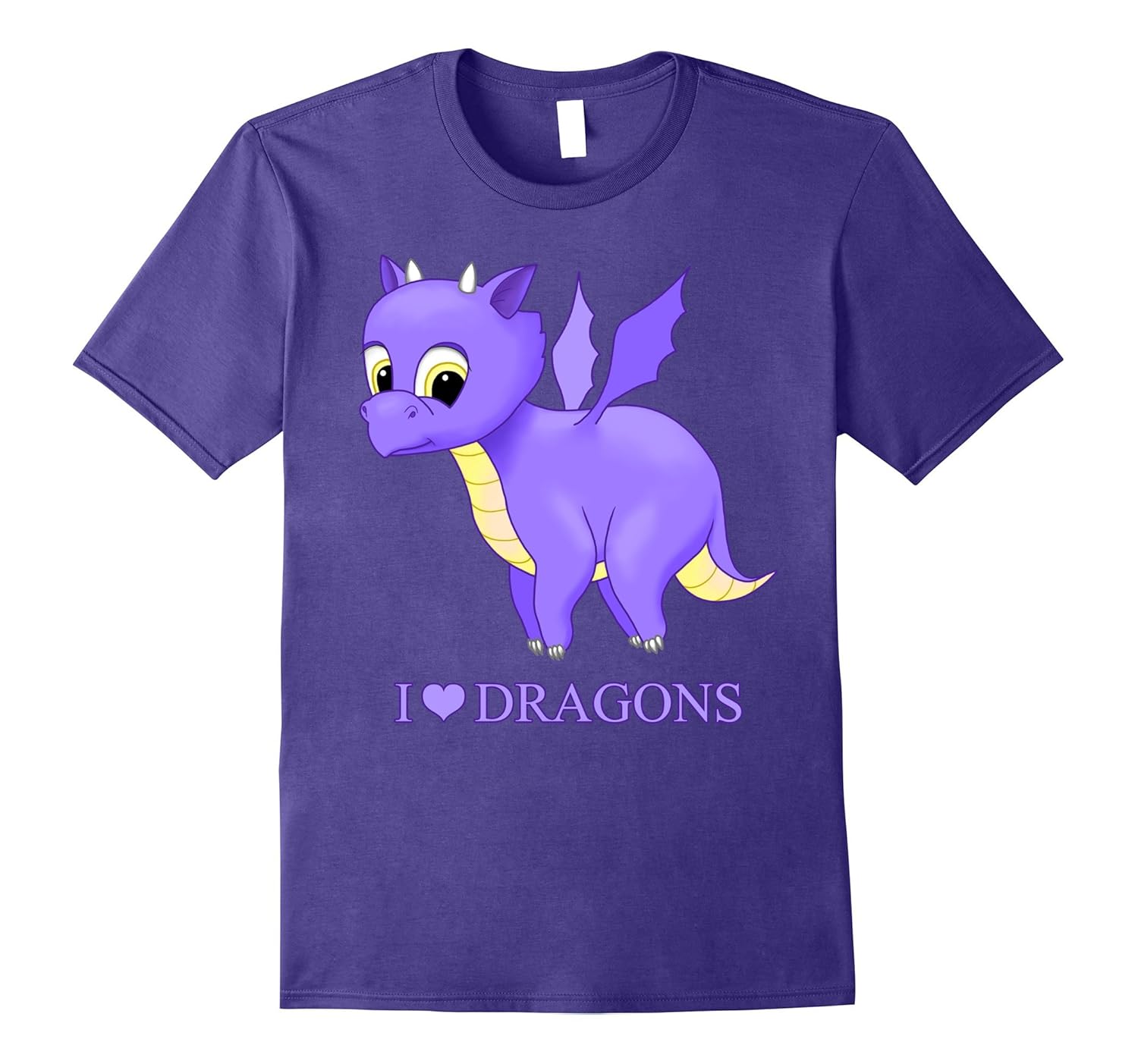 I Love Dragons Cute Purple Baby Dragon T-shirt-FL