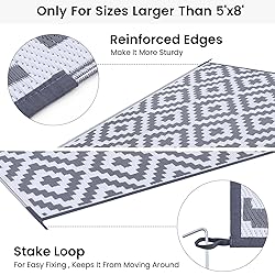 Smiry Waterproof Outdoor Rug 6x9 ft, Reversible