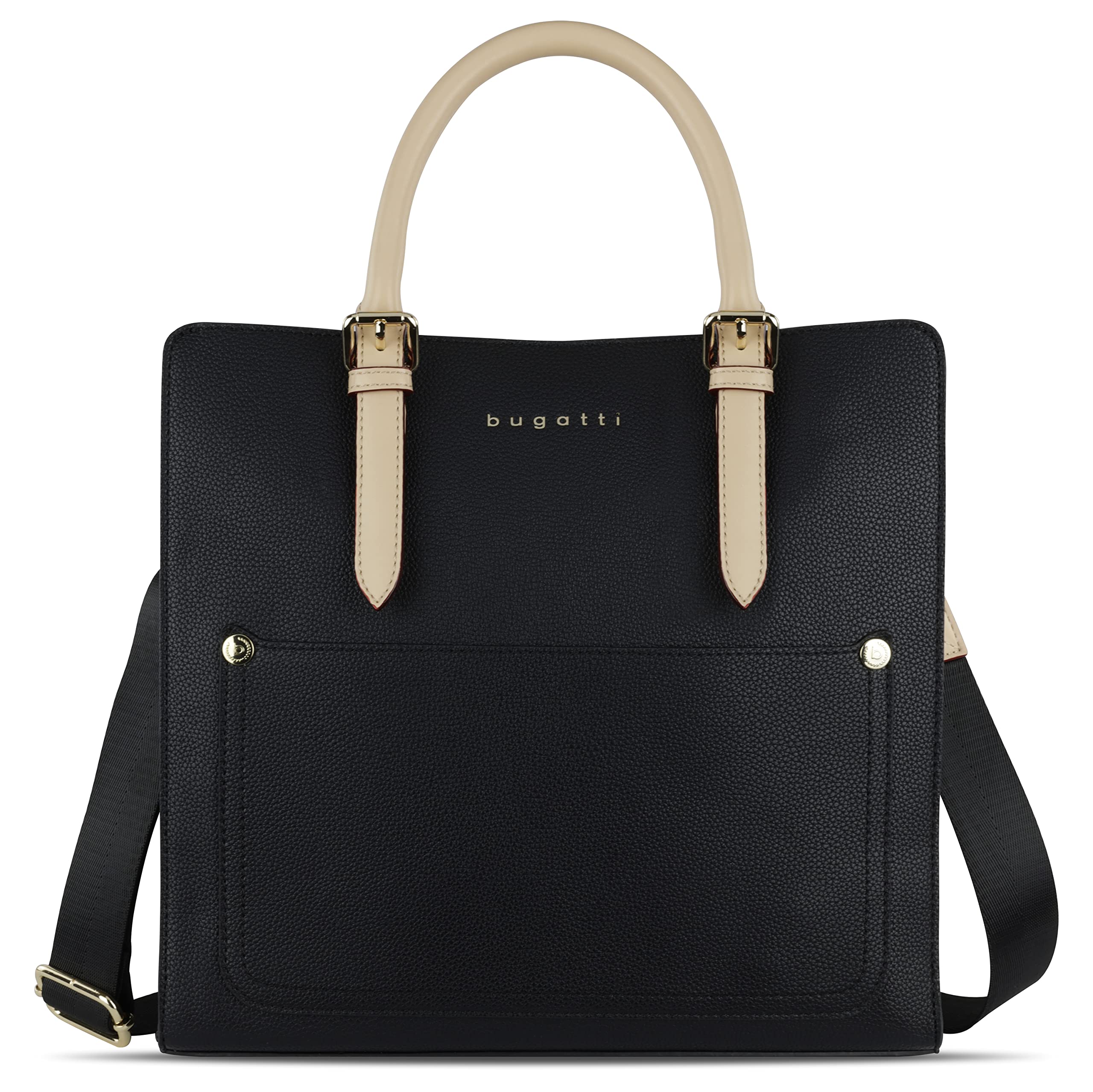 bugatti Ella Handtasche L für Damen, Frauen Tasche groß, Damenhandtasche in schwarz