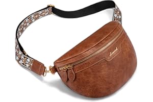 LOVEVOOK Crossbody Bag for Women, Vegan Leather Fanny Pack Belt Bag for Women, Waterproof Sling Purse Fashion Waist Pack Designer Chest Bum Bag with Boho Style Strap