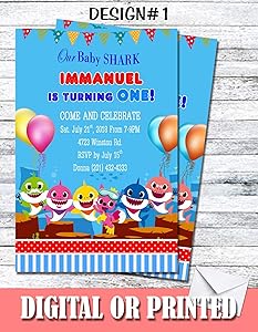 Baby Shark Girl Boy Personalized Birthday Invitations More Designs Inside!