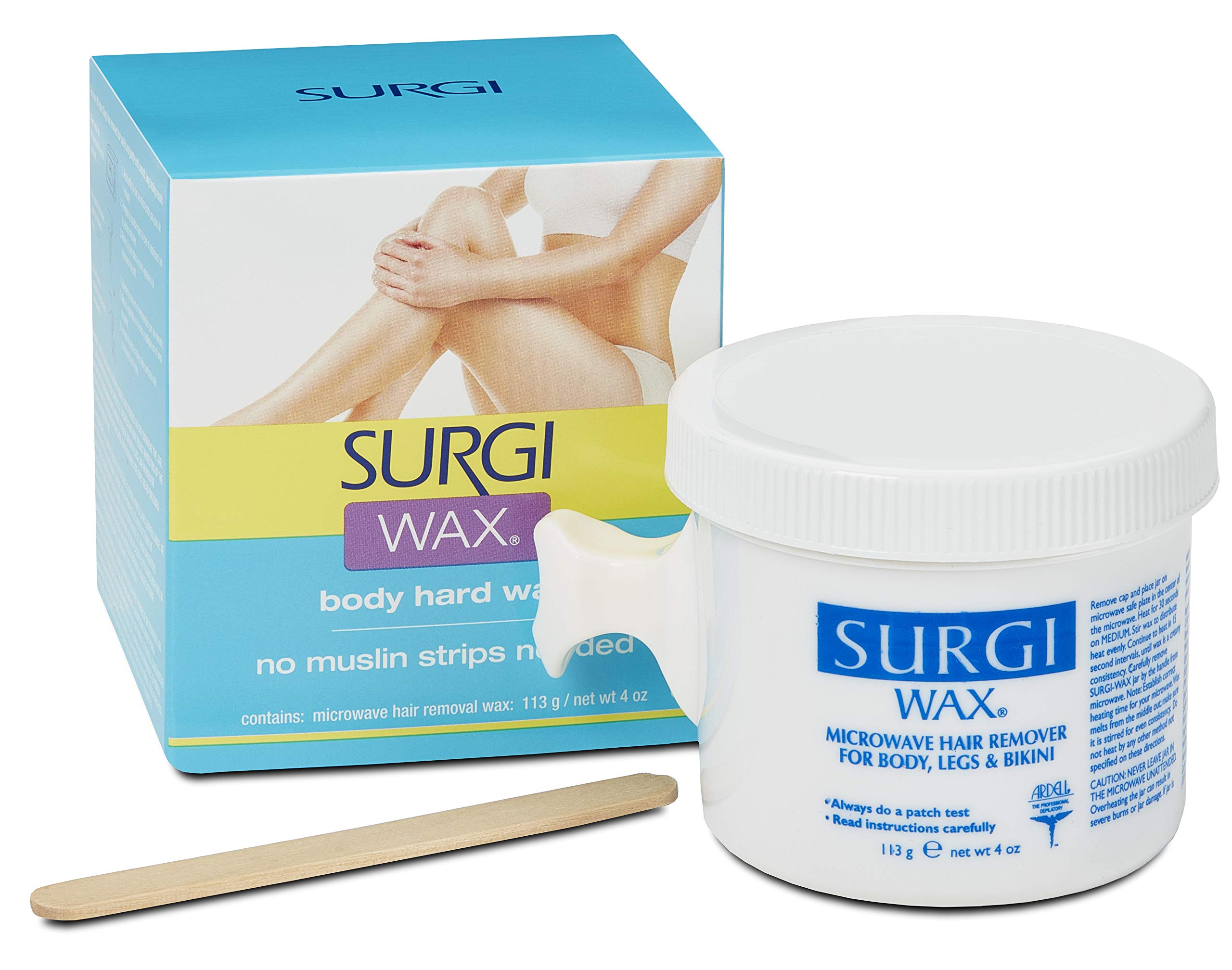 Surgi Body Hard Wax for Women - Waxing for The Whole Body - Arms, Legs, Chest, Back & More (113g) | Made with Beeswax